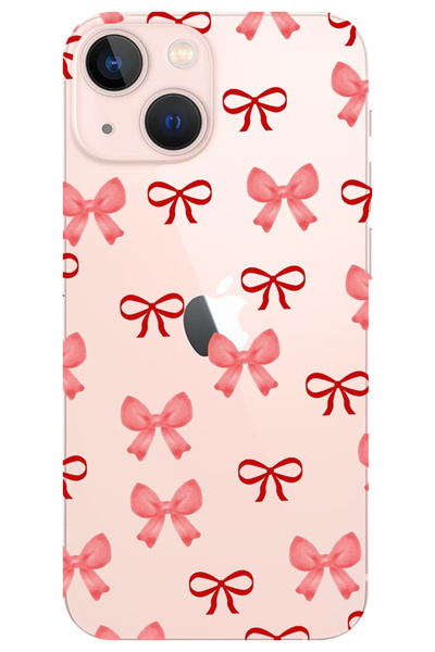 WANNA PROTECT iPhone 14 Plus fiyonklar Desenli Silikon Şeffaf Telefon Kılıfı