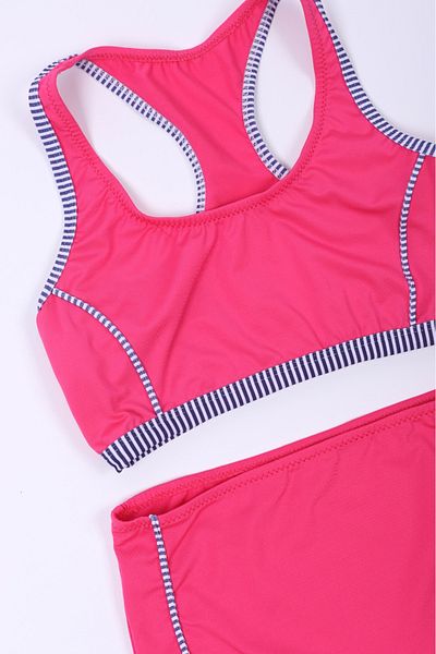 Lio20 Girls Striped Swimwear Bottoms Bikini Set-Pink-Age 7-16