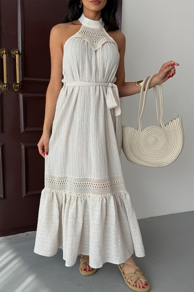 Ortaya Çık Φόρεμα με λαιμόκοψη από πέτρα με λεπτομέρεια Guipure