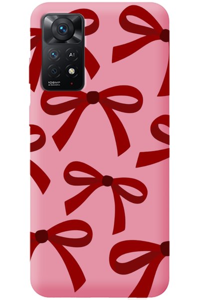WANNA PROTECT Xiaomi Redmi Note 11 Pro Pink Inside Velvet Red Bow Patterned S...
