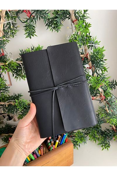 ALESTA LEATHER (Writing Name) Leather Covered Hand Sewing Notebook - Handmade Genuine Leather