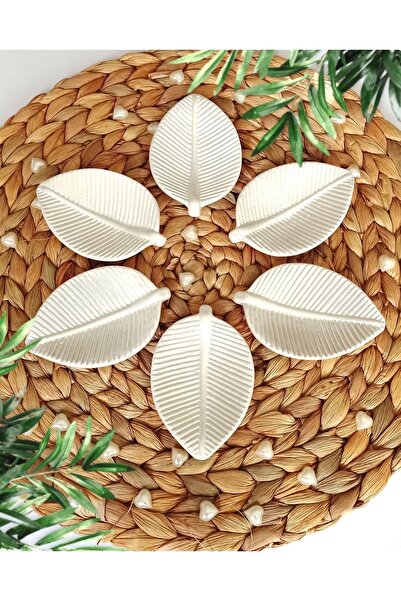 ndukkan El Yapımı Inci Beyazı Kahve Yanı Sunumluk - Yaprak Tasarımlı Lokumluk...