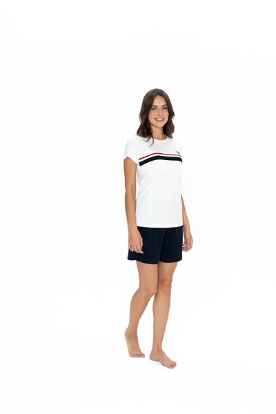 U.S. Polo Assn. U.S. Polo Assn. Women's Ecru 100% Cotton Shorts-Tshirt Pajama Set - Arass20W00W3W