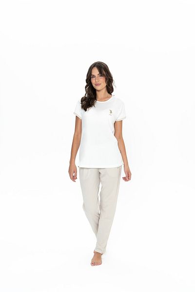 U.S. Polo Assn. U.S. Polo Assn. Women's Ecru Crew Neck Simple Pajama Set - Arass20J04W8J