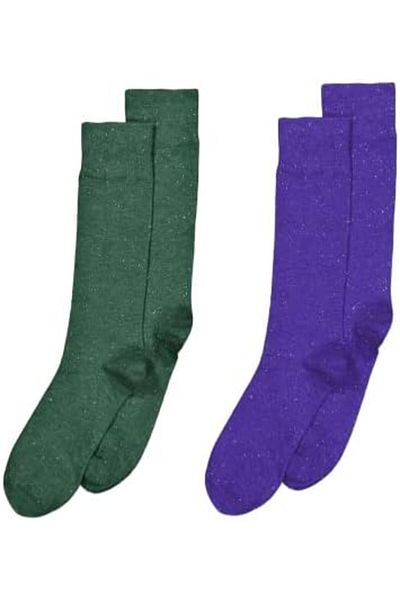 Generic AYAX Men's 2 Pack Donegal Texture Sock, Green and Purple size (Large)