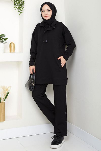 hafsamina Σετ με λεπτομέρεια Snap Black HM2719
