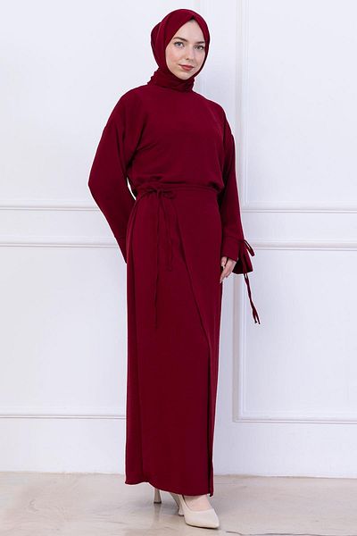 hafsamina Σετ φούστας Ayrobin με πλαϊνή δέσιμο Claret Red HM2738