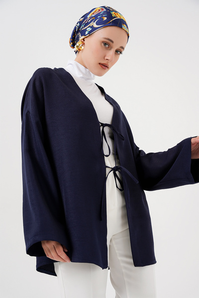 Bigdart Ľanové kimono na hidžáb 5968 - námornícka modrá