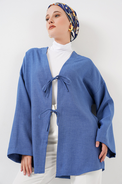Bigdart Ľanové kimono na hidžáb 5968 - Indigo