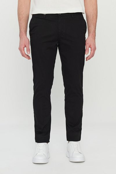 ALTINYILDIZ CLASSICS Men's Black Cotton Slim Fit SlimFit