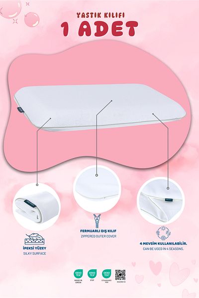 VİSCOTEX Aloe Vera - Față de pernă prietenoasă pentru somn pentru copii, igienă și moliciune împreună, 66x33x6cm, alb
