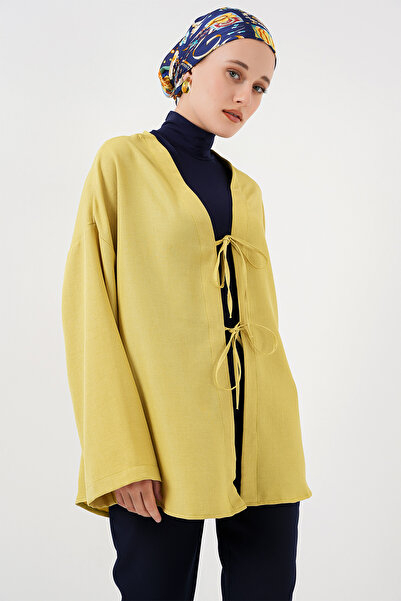 Bigdart Ľanové kimono na hidžáb 5968 - olejovo zelené