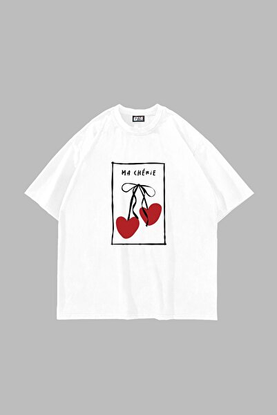 Bak Moda Ma Cherie Štampano Oversize kroj Unisex bela majica