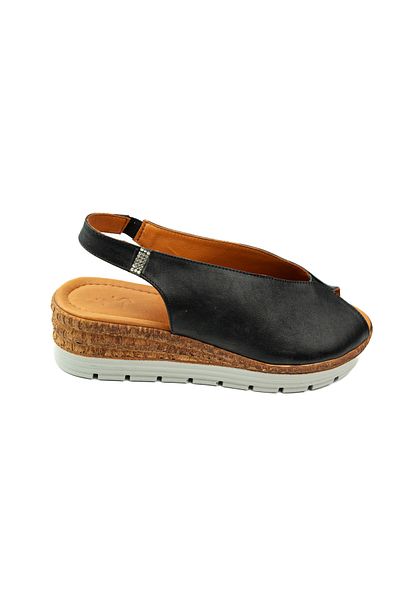Zeyn 8094 Sandale de damă din piele neagră