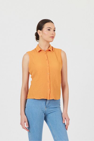 ÖNDER MODA Cămașă portocalie fără mâneci pentru femei