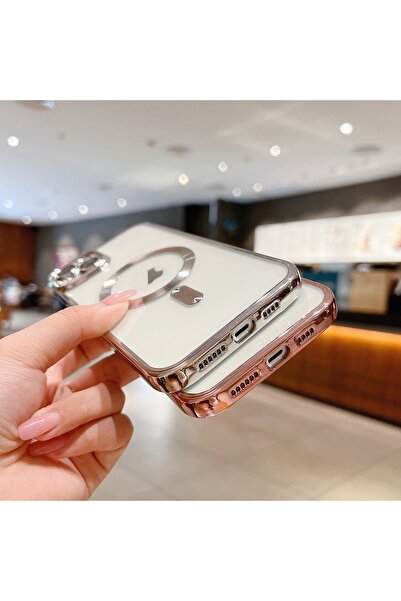 PSGT Apple Iphone 14 Pro Max Kılıf Magsafe Kamera Lensli Korumalı Şeffaf Silikon Kapak