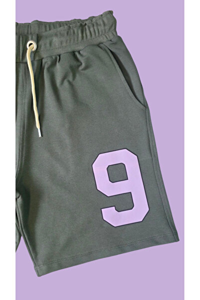 AHMERA Khaki Green Unisex Elastic 9 Printed Shorts with Pockets