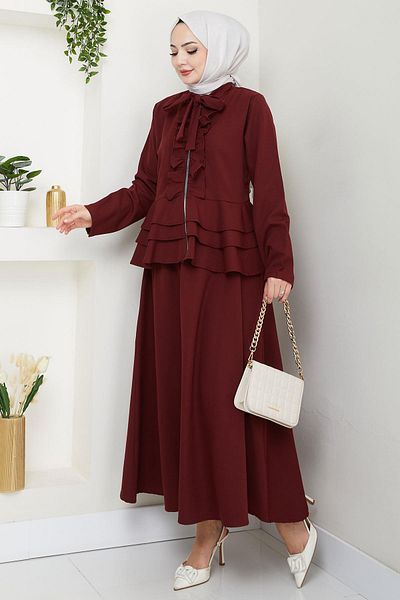 hafsamina Σετ με βολάν Φούστα Claret Red HM2722