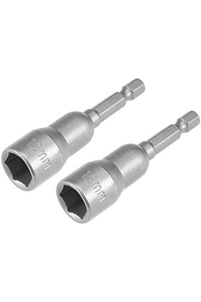 uxcell 2Pcs 1/4 Inch Quick Change Shank Cr-V 12mm Magnetic Nut Setter, 2.5" Length