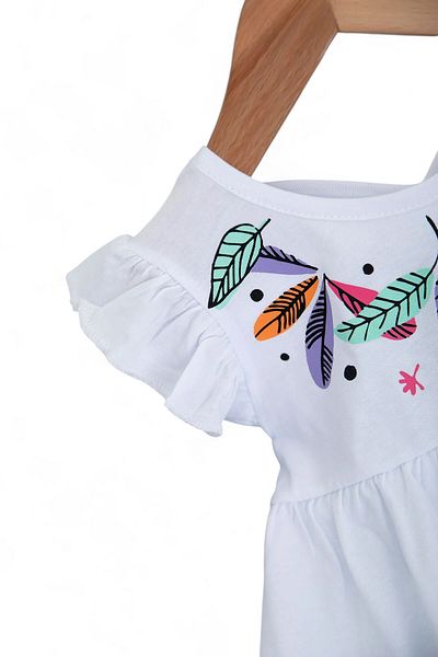 VOY KİDS Baby Girl Flower Printed Backless Summer 6-9-12-18-24 Months Bottom Top Set