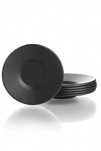 NEBİL HOME Matte Black Luxury Metal 6-Piece Tea Plate