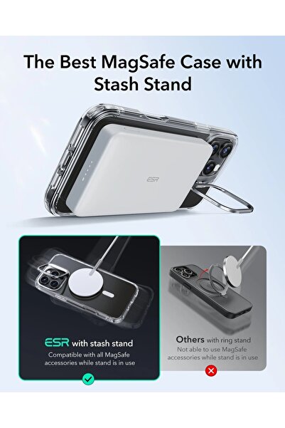 ESR iPhone 16 Pro Max Kılıf + Ekran Koruyucu Cam Halolock Magsafe Classic Hybrid Standlı Siyah