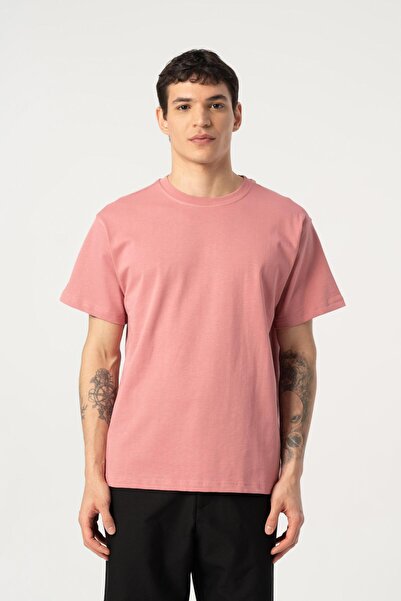 MFY Fashion Men's 100% Cotton Oversize Cut Crew Neck Short Sleeve T-Shirt Dusty Rose