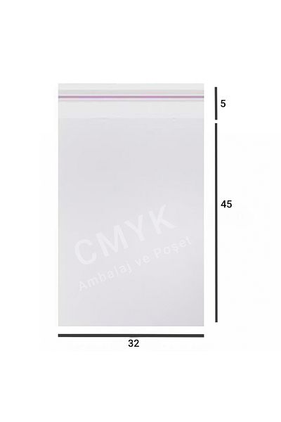 CMYK AMBALAJ Unprinted Transparent Adhesive Bag 32X45+5Cm - 50 Pieces - Self Adhesive Gelatin Shiny Bag