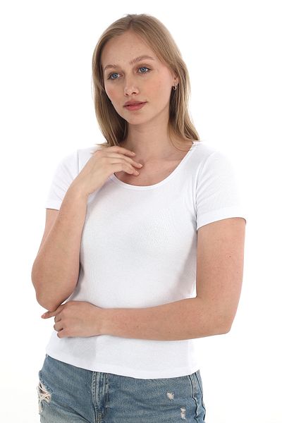 monox Γυναικείο μπλουζάκι με ραβδώσεις Lycra Cotton Basic