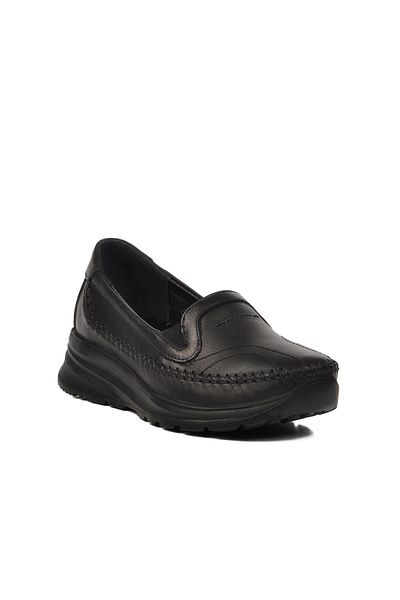 AYAKMOD 0023 Z Black Genuine Leather Women's Casual Shoes