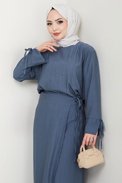 hafsamina Σετ φούστα με λεπτομέρεια με δαντέλα Indigo HM2724