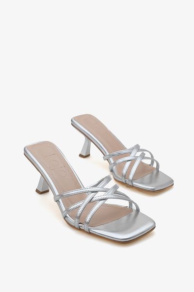 LOJO Women's Banded Heeled Daily Slippers Mersis Silver