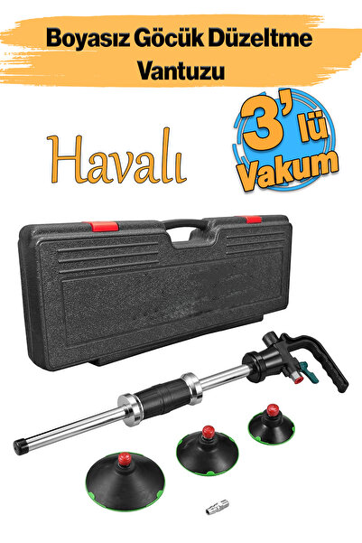 Badem10 Havalı Boyasız Kaporta Araç Göçük Düzeltme Aparatı Vantuz 1/4" 3 Çeşi...