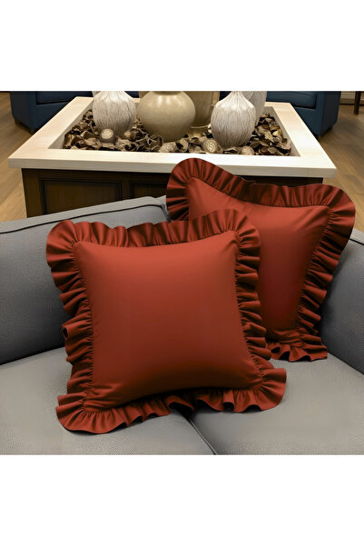 Bc Home 2-Piece Tile Country Frilly Square Throw Pillow Cover Soft Textured V...