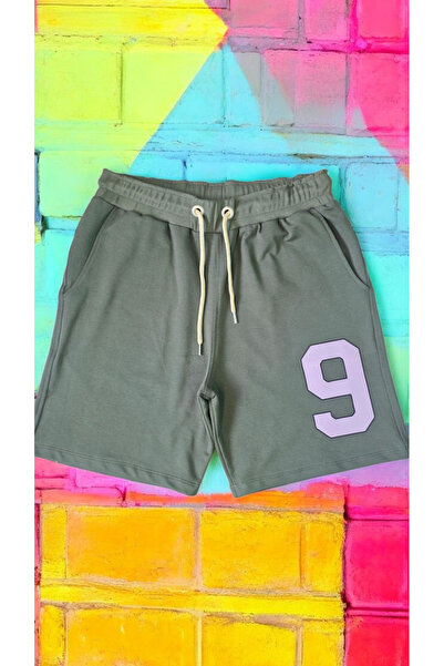 AHMERA Khaki Green Unisex Elastic 9 Printed Shorts with Pockets