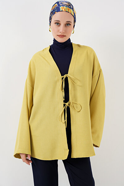 Bigdart Ľanové kimono na hidžáb 5968 - olejovo zelené