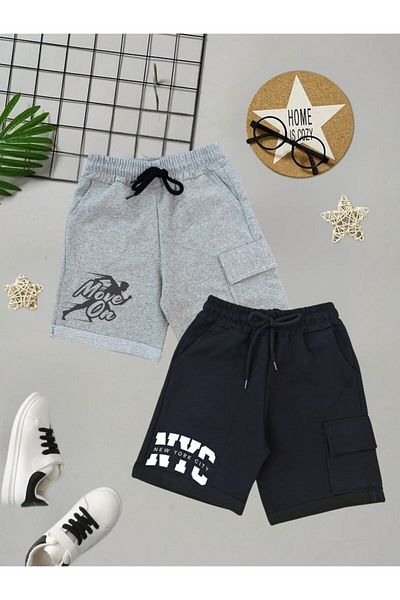 cm buseyiz Double Color Printed Men's Capri – Cargo Pocket Elastic Summer Model