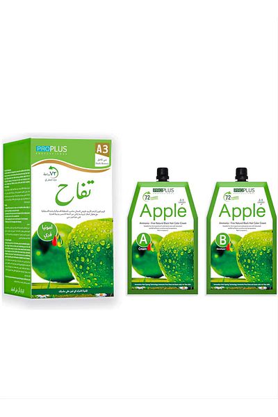 Pro Plus Professional Apple Ammonia-Free Hair Dye Cream - 500ml Cream + 500ml Fixative Apple Pro (Dark Brown A3)