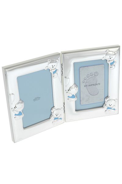 GiftExpress Photo frame with blue teddy bear footprint kit 19cm
