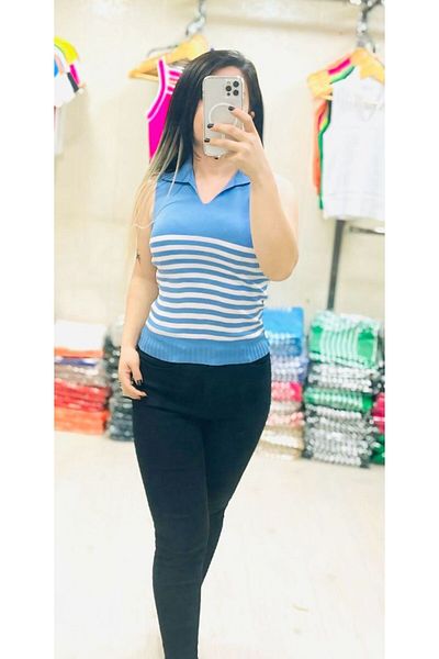 Butik ZEYOO COLLECTİON Γυναικεία μπλούζα με γιακά πόλο με λεπτομέρεια