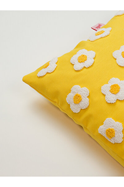 Galia Tasarım Papatya - Rectangular Punch Throw Pillow Cover - Yellow