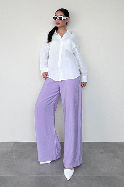 Madmext Lilac Wide Leg Women's Trousers Mg1982