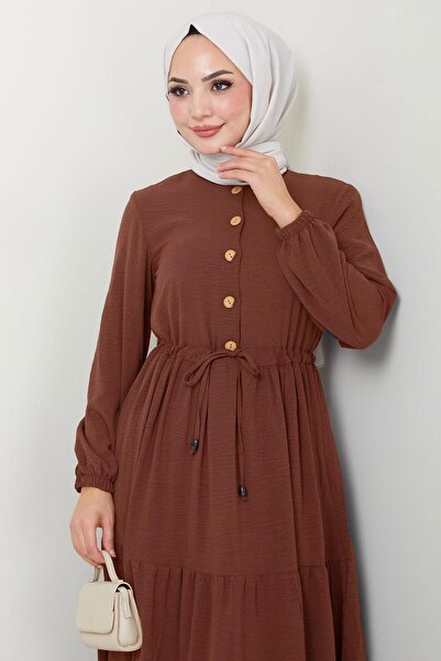 hafsamina Φόρεμα με κουμπιά με κορδόνια πλακάκι HM8811