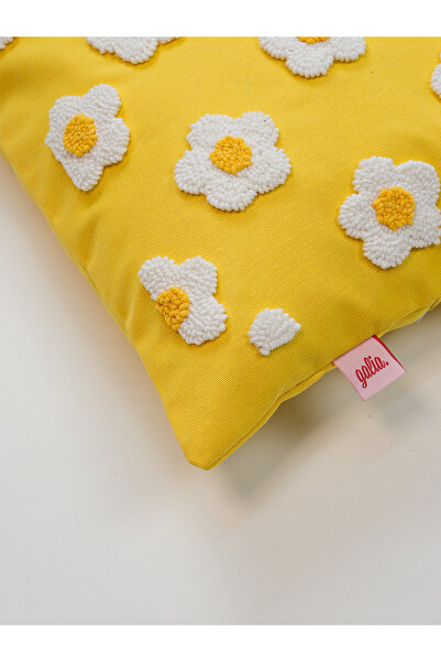 Galia Tasarım Papatya - Rectangular Punch Throw Pillow Cover - Yellow