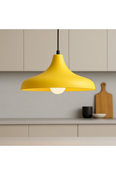 Lambadar Aura Metal Tekli Sarı Sarkıt Avize Retro Rustik Model Modern Endüstriyel Mufak Hol Cafe Salon Avize