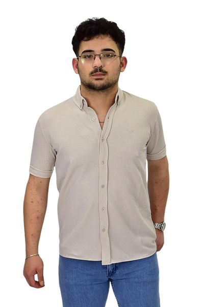DYNAMO Men's Plus Size Shirt Collar Button T-Shirt Bgl-St04525