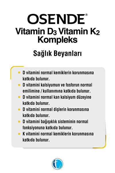 Osende D3K2 Kompleks Damla 20 ml Vitamin D Vitamin K2 MK-7 MK-4