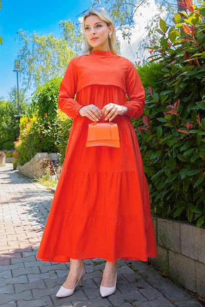 hafsamina Layered Dress Orange Hm2172