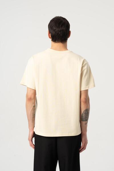 MFY Fashion Men's 100% Cotton Oversize Cut Crew Neck Short Sleeve T-Shirt Beige