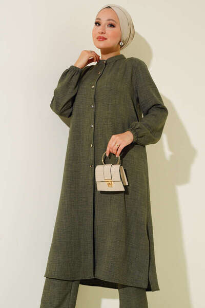 Lucia Fashion Slit Detailed Tunic Trousers Double Set